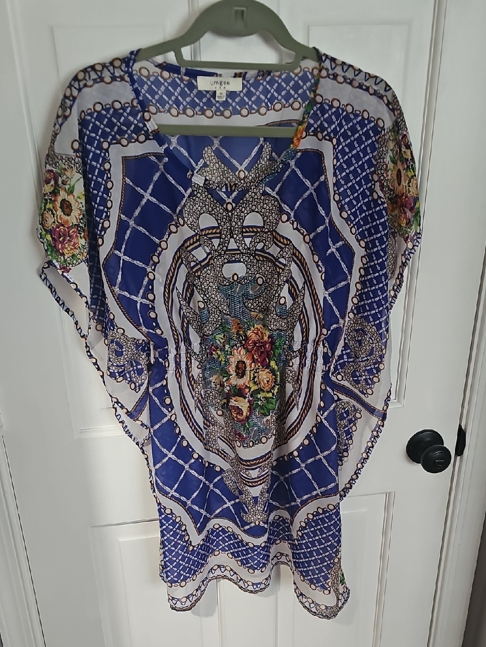 Umgee Blue and White Printed Boho Cover Up